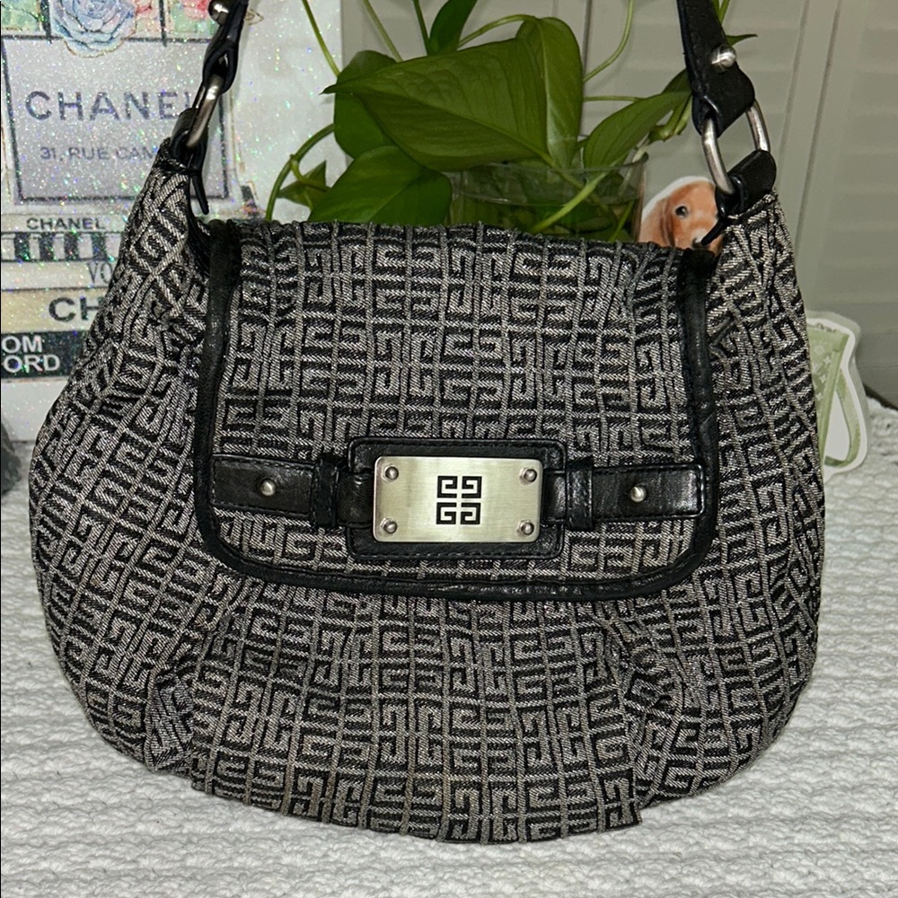 Givenchy Monogram Black and Gray Shoulder Bag Vintage